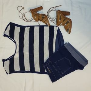 Navy and cream stripe tank.